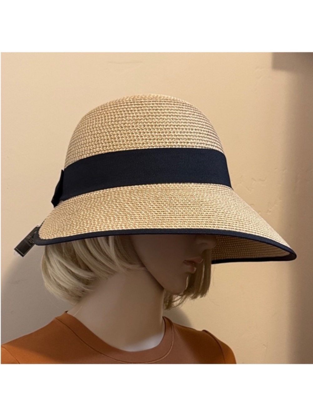 Tory Burch✨ Tan and black Sun Hat one size UPF 50+ - Picture 9 of 15
